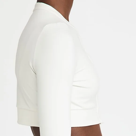 WeWoreWhat We Wore What Knit Cropped Cardigan Off White Viscose Button Down Top - Picture 6 of 12